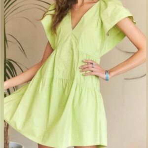 ALC Lime Green V-Neck Women's Dress